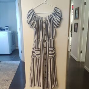 Striped Off-Shoulder Dress Size M Blue Naif (Up For Offers)
